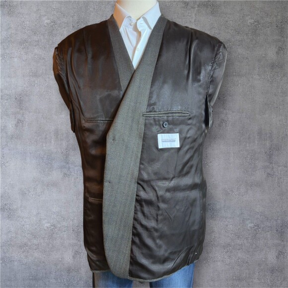 JOSEPH & FEISS Mens Blazer 50R WOOL Brown Sport Coat Two Button Jacket Suits - Picture 13 of 16